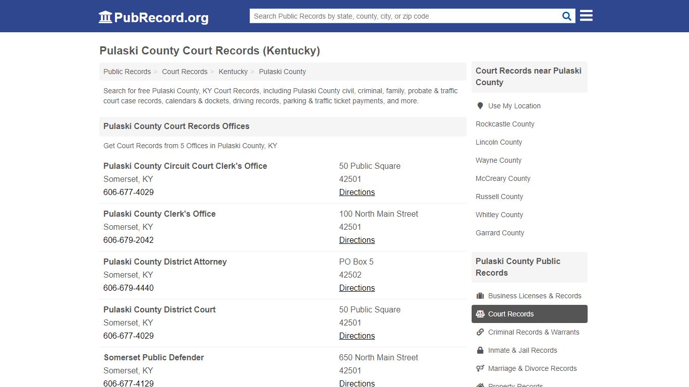Free Pulaski County Court Records (Kentucky Court Records) - PubRecord.org